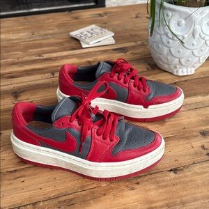 Women’s Leather Nike Platform Crimson and Charcoal Sneakers size 8.5